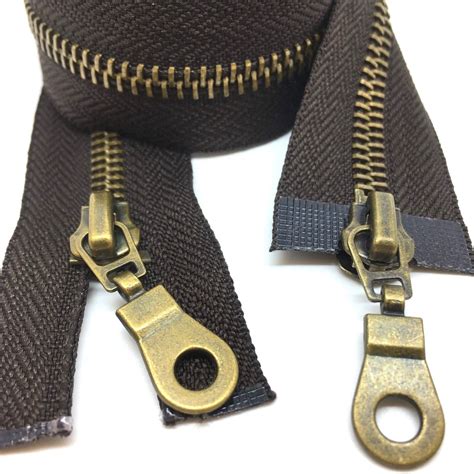 Way Antique Brass Metal Zips Zippers Open End Zip Black Brown