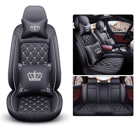 Full Set Car Seat Covers Crown Pu Leather Car Seat Cover Full Surround