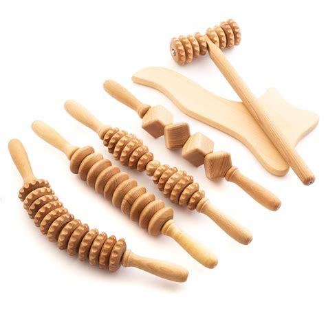 Tuuli Maderotherapie Holz Set Massageger T Roller Cellulite