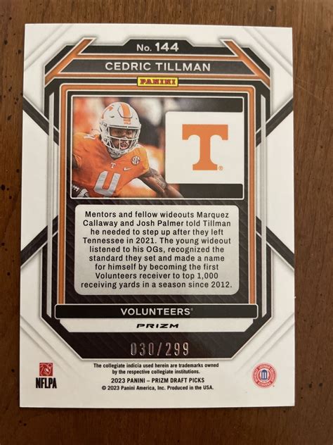 Panini Prizm Draft Picks Red Prizm Cedric Tillman Rc