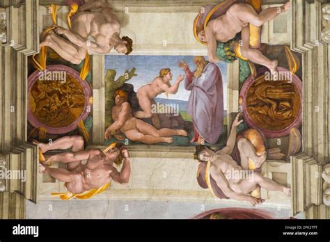 Creation Of Eve Fresco Ceiling Of Sistine Chapel By Buonarroti