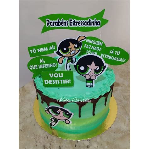 Topo De Bolo Topper Docinho Estressadinha Meninas Super Poderosas