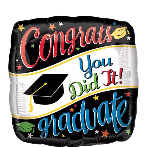 Colorful Congrats Graduate Balloon 17in X 17in Party City