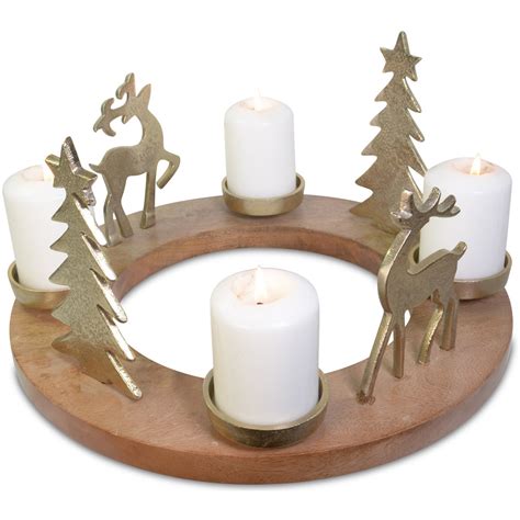 Riffelmacher Adventskranz Mit Hirschen Und Christb Umen Cm