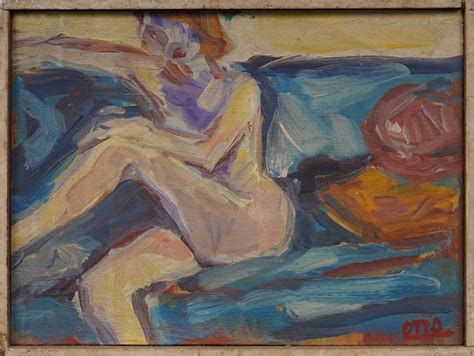 Antique American School Signed Modernist Nude Woman Portrait