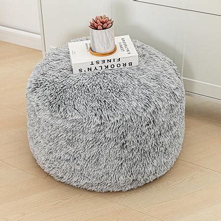 Amazon Round Pouf Ottoman Stuffed Velvet Fur Pouf Footrest Foot