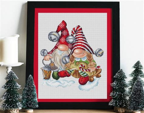 Christmas Gnomes Cross Stitch Pattern Gnome Couple Pdf Pattern Etsy