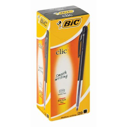 Bic Clic Medium Ballpoint Pens Black Box Of Kgadi Greenleaf