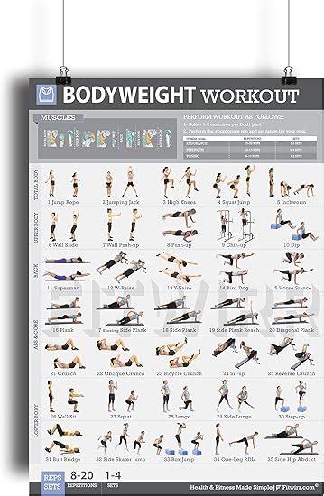 Amazon Bodyweight Exercise Poster Total Body Fitness