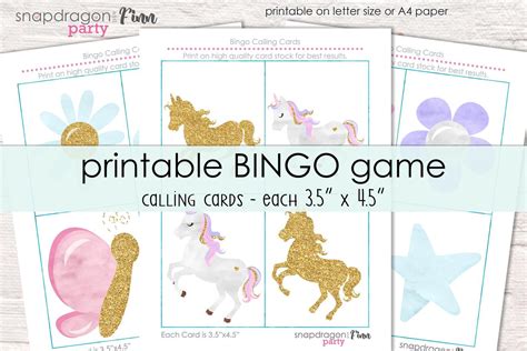 Unicorn Bingo Printable Party Game 30 Bingo Cards Unicorn Birthday
