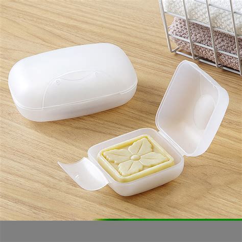 Travel Portable Soap Box Dish Holder With Lid Lock Case Plastic Sealed