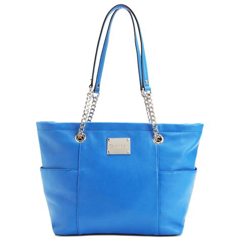 Calvin Klein Macys Leather Tote In Blue Cornflower Blue Lyst