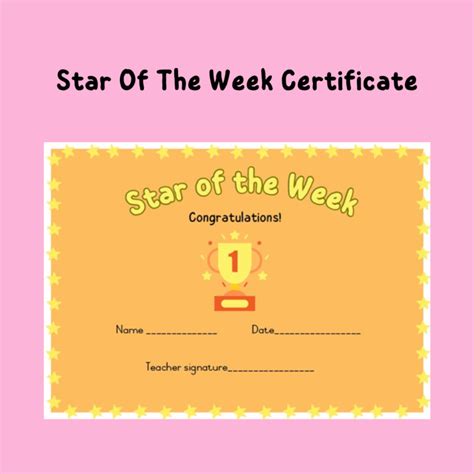 Star Of The Week Certificate - prntbl.concejomunicipaldechinu.gov.co