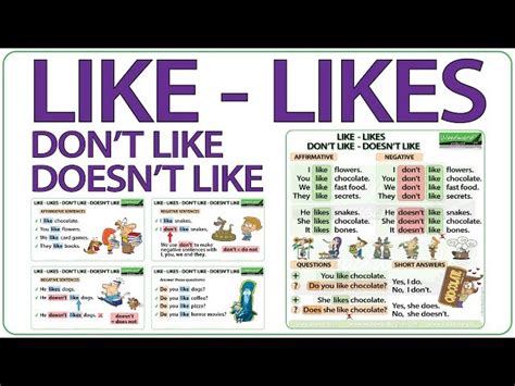 Like Likes Don T Like Doesn T Like G English Esl Video Lessons