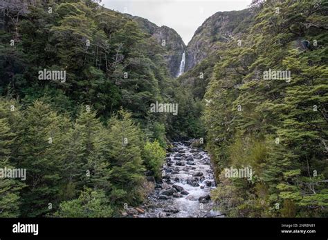 The Devils Punchbowl Falls Near Arthurs Pass Village A Tall Easily