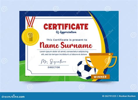 Football Tournament Sport Event Certificate Design Template Easy To