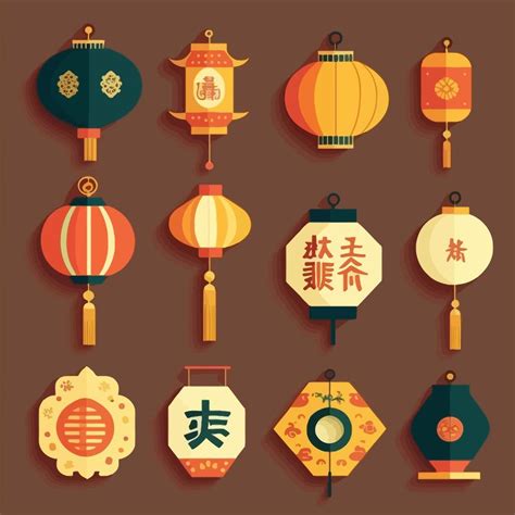 chinese new year ornaments set 17494180 Vector Art at Vecteezy