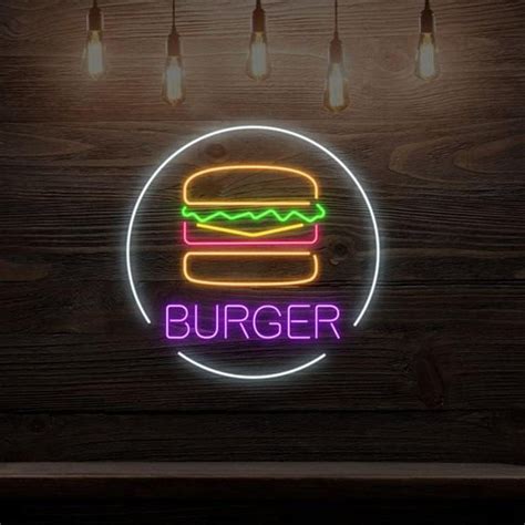 Burger Neon Sign Home Decor T Food Neon Custom Neon Light