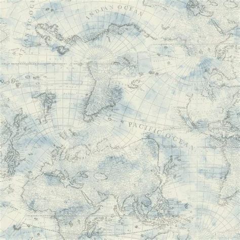 An Old World Map With Blue Watercolors On White Paper Showing The