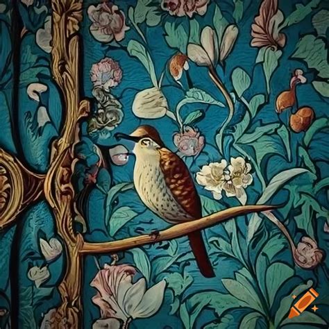 Elegantly Dressed Birds With Victorian Style Decoration And William