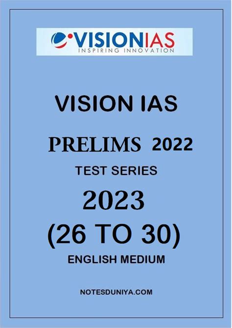 Vision Ias Prelims Test Series To English Medium