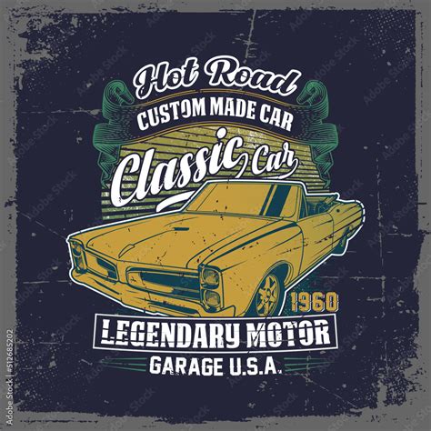 Vintage sports racing vector T-shirt design, Vintage car, and ...