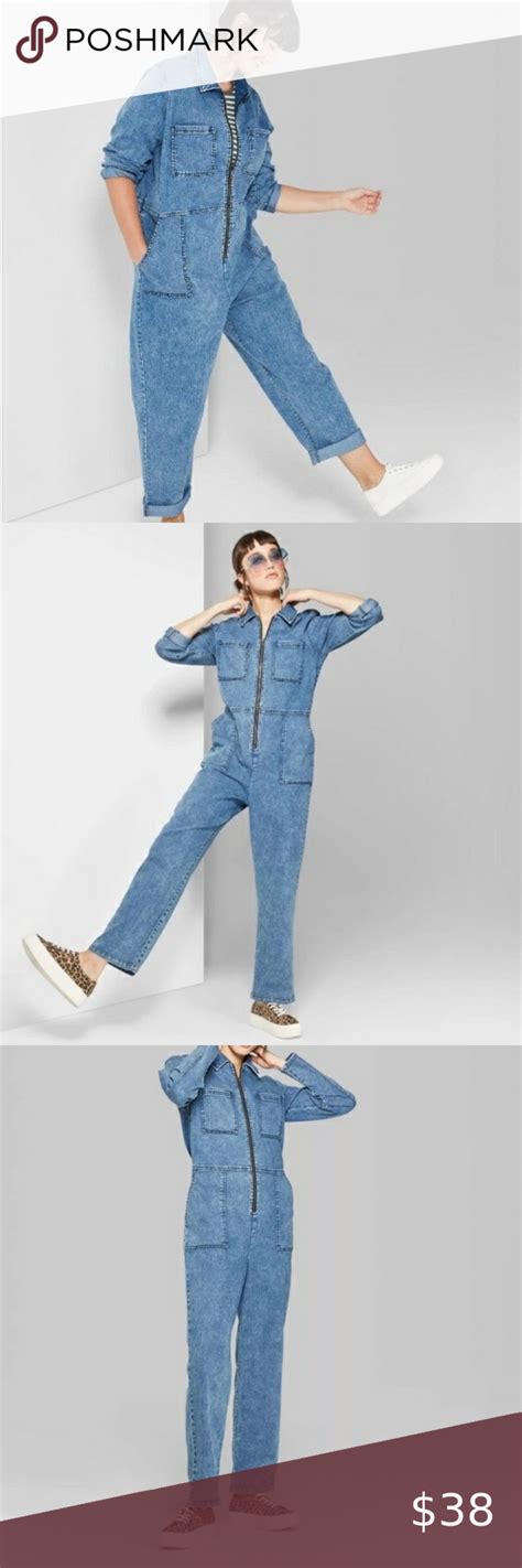 Wild Fable Denim Jumpsuit Coveralls Bolier Suit L Denim Jumpsuit Hot