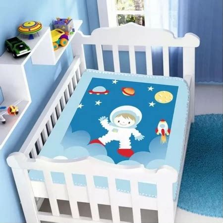 Cobertor Infantil Raschel Plus Astronauta Azul Jolitex Jolitex