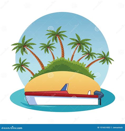 Boat Docked In A Island Icon Cartoon Stock Vector Illustration Of