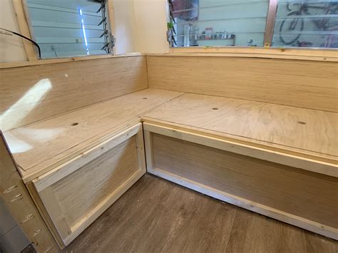 The Cameo Camper Renovation Building The Dinette Bench Lone Oak