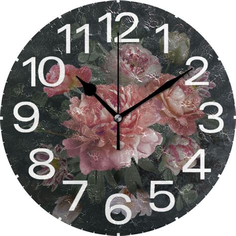 Hyjoy Luxurious Baroque Bouquet Wall Clock Silent Non Ticking 10 Inch