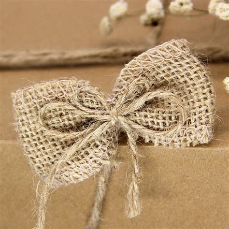 10pcs Lot Natural Jute Burlap Hessian Flower Bow Handmade Rustic