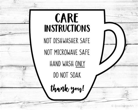 Cup Care Instructions SVG