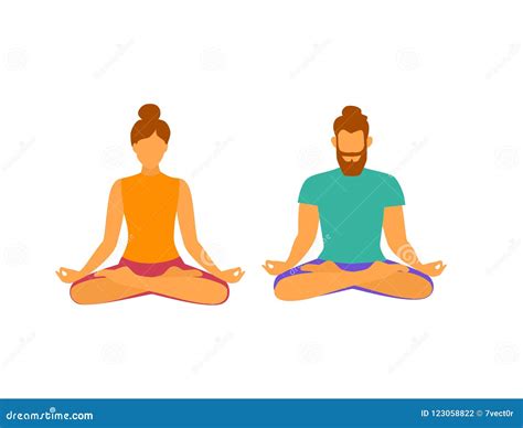 Man And Woman Meditating In Lotus Pose Vector Stock Vector