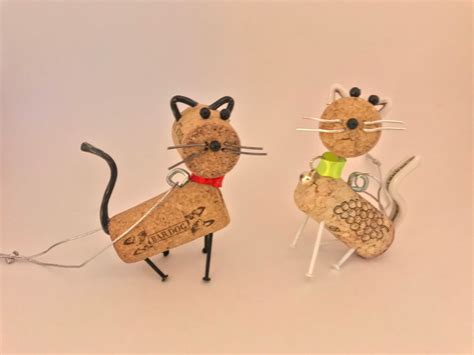 Wine Cork Cat Ornament Etsy Canada Cat Ornament Cat Collars Wine Cork