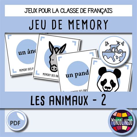 Jeu de memory FLE les animaux Mondolinguo Français