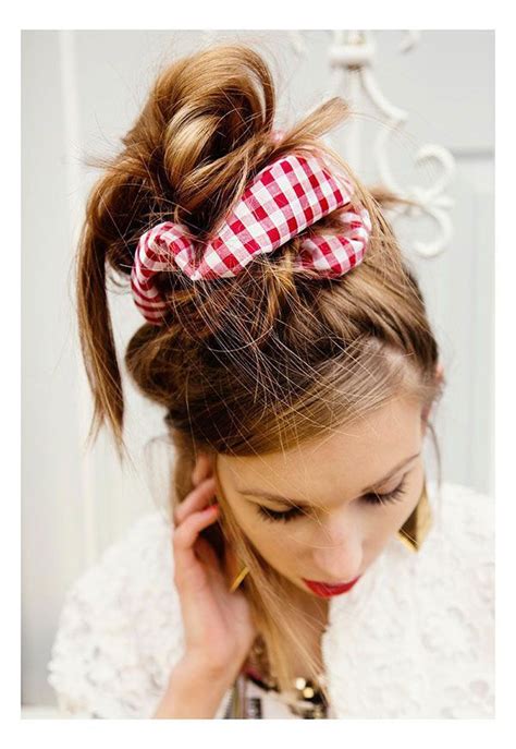 10 Scrunchie Styles That Wont Make You Feel Stuck In The 90s Poofy Hair Scrunchies Hair Styles