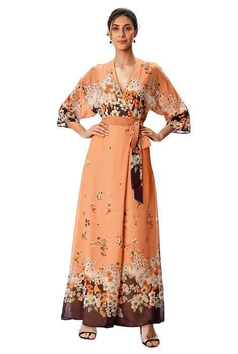 Shop Floral Print Georgette Wrap Dress Eshakti