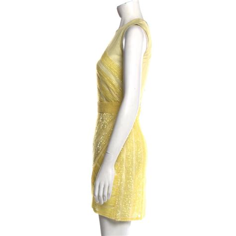 Elisabetta Franchi Yellow Sequin Mini Dress Small Eve Gem