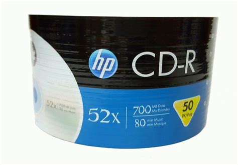 50 HP Blank CD R CDR Recordable Logo Branded 52X 700MB 80MIN Media Disc