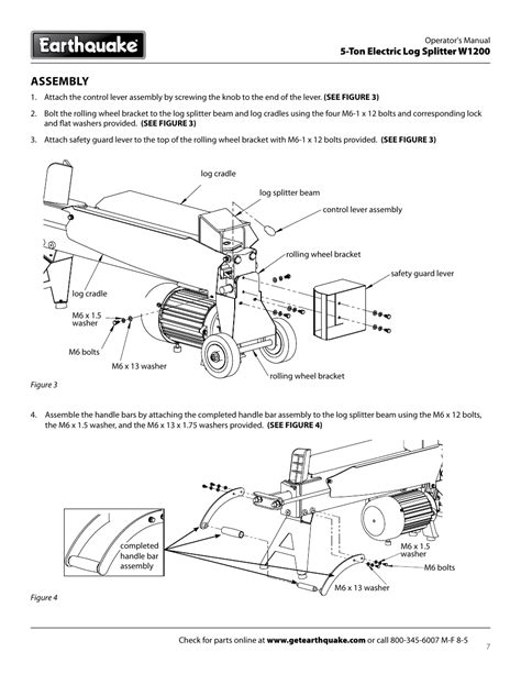 Assembly Ton Electric Log Splitter W1200 EarthQuake Earthquate 5 Ton