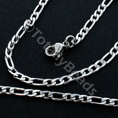 Stainless Steel Figaro Necklace Bracelet Set 3mm Craft Hobby