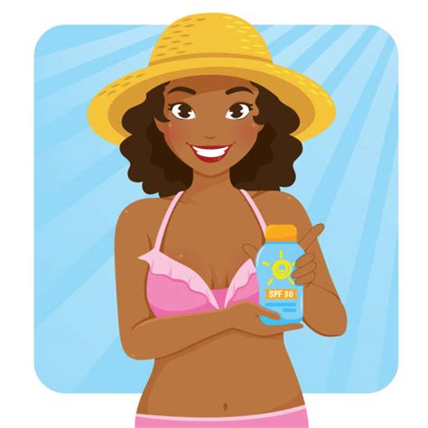 Black Woman Sunscreen Illustrations Royalty Free Vector Graphics