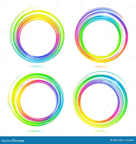 Rainbow Vector Abstract Circle Frames Set Stock Illustration Image