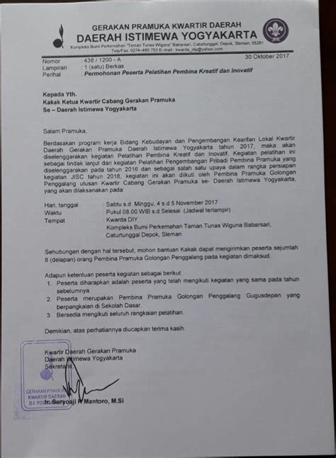 Surat Edaran Permohonan Peserta Pelatihan Pembina Kreatif Dan