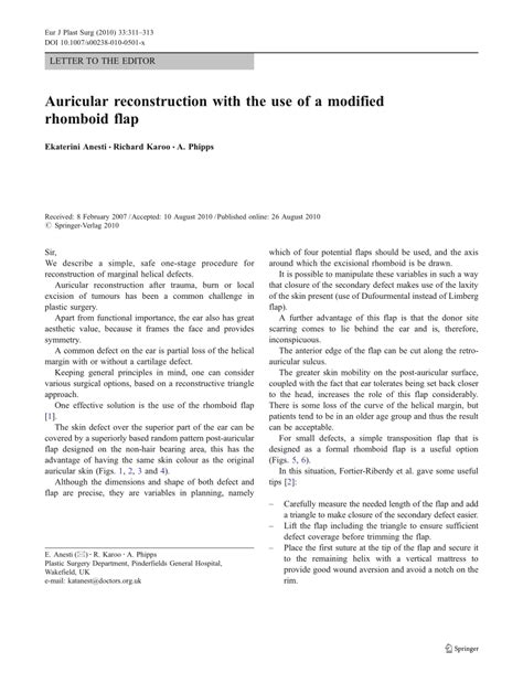 (PDF) Auricular reconstruction with the use of a modified rhomboid flap