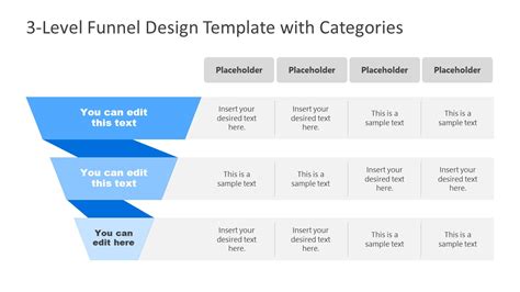 3 Level Funnel Design PowerPoint Template With Categories SlideModel