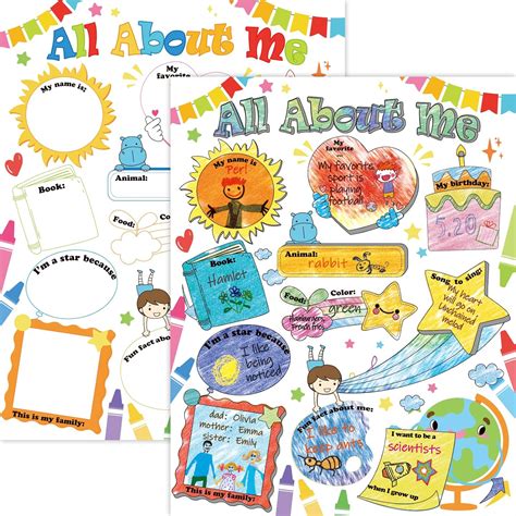 Amazon Zoiiwa Colorful Read All About Me Posters Star Students