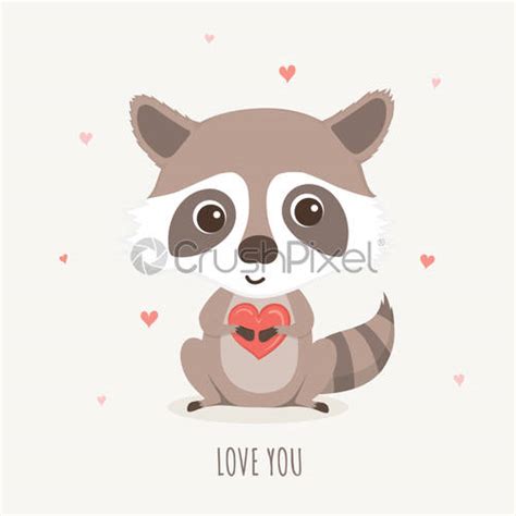 Cute Raccoon Holding Heart Stock Vector 2069324 Crushpixel