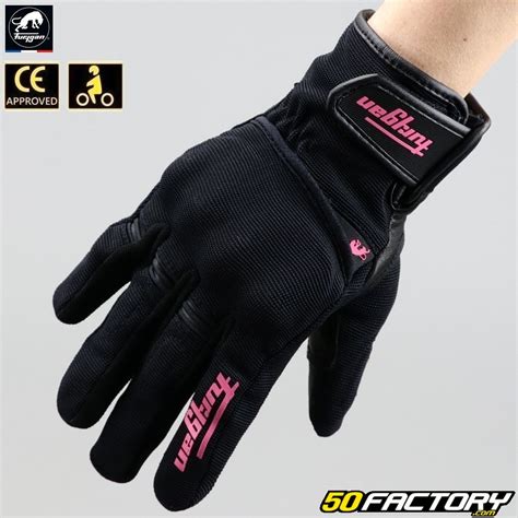 Gants femme Furygan Jet Lady D3O homologués CE moto noirs et roses